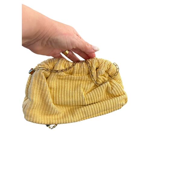 Mansur Gavriel Raffia Chain Mini Cloud Clutch Evening Bag Italy Made Natural - Picture 6 of 8